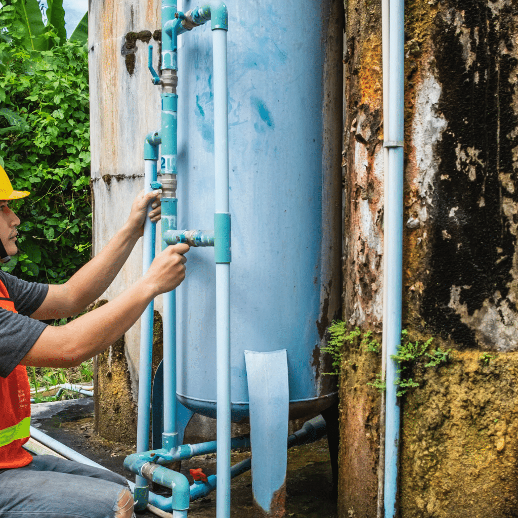 Commercial plumber repairing water line in Edmond, OK medical office for health code compliance